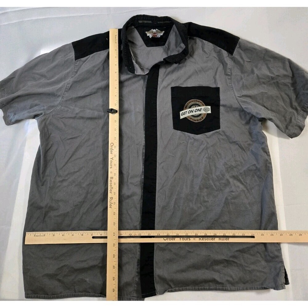 Harley Davidson Motorcycle Button Up Mechanic Shirt Short Sleeve Mens XL